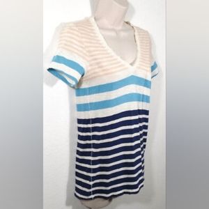 Madewell Striped V-neck Shirt with front pocket (Size XS)